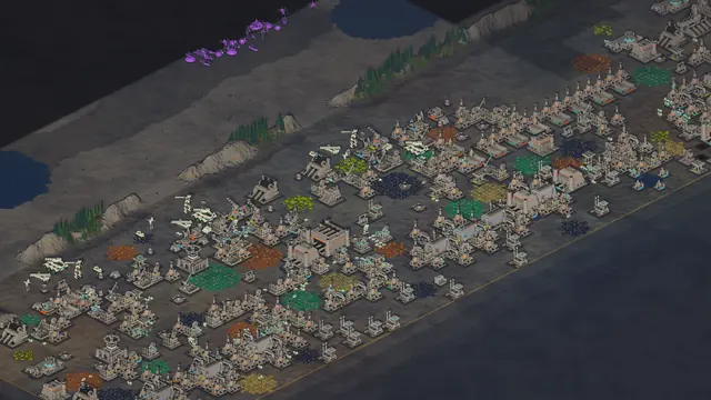 A whole base spread below a cliff line, with an alien strike coming down from the north.